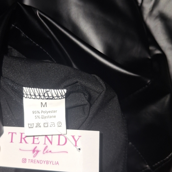 Black Faux Leather Mini Dress- W Sz Medium - Picture 8 of 9